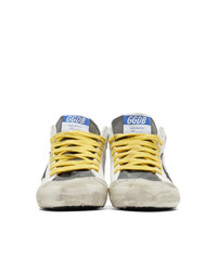 Golden Goose White And Grey Snake Mid Star Sneakers