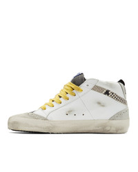 Golden Goose White And Grey Snake Mid Star Sneakers