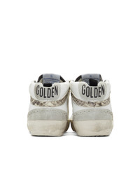 Golden Goose White And Grey Snake Mid Star Sneakers