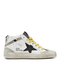 Golden Goose White And Grey Snake Mid Star Sneakers