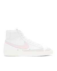 Nike White And Pink Blazer Mid 77 Vintage High Sneakers