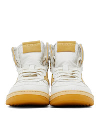 Rhude White And Yellow Rhecess Hi Sneakers