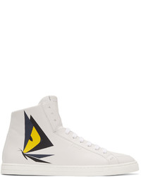 Fendi White Butterfleyes High Top Sneakers