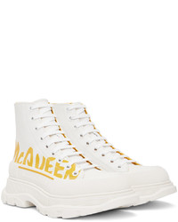 Alexander McQueen White Grafitti Tread Slick High Top Sneakers