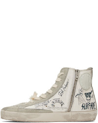 Golden Goose White Gray Francy Classic High Top Sneakers