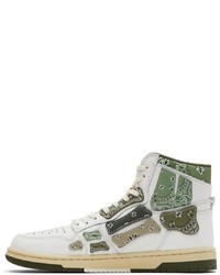 Amiri White Green Bandana Skel Hi Sneakers