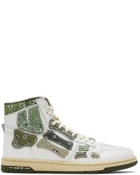 Amiri White Green Bandana Skel Hi Sneakers