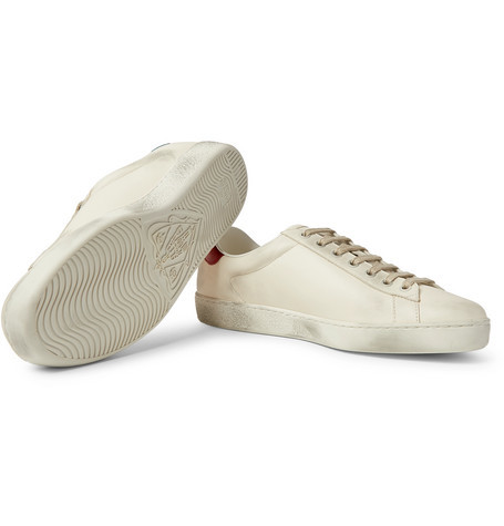 Gucci Ace Distressed Leather Sneakers, $708, MR PORTER