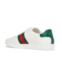 Gucci Ace Med Embroidered Leather Sneakers