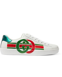 Gucci Ace Printed Leather Sneakers