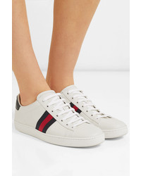 Gucci Ace Watersnake And Med Leather Sneakers