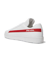 Prada Avenue Last Logo Embellished Leather Sneakers