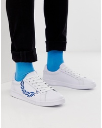 Fred Perry B721 Printed Laurel Leather Trainers In White