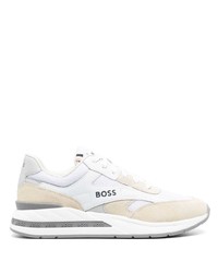 BOSS Logo Print Leather Sneakers