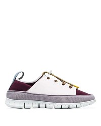 Sunnei Maroon Watershoe Caged Leather Low Top Sneakers