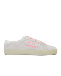 Saint Laurent Off White And Pink Court Classic Sl06 Sneakers