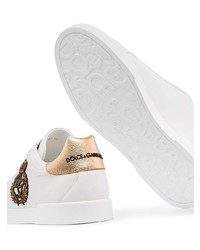 Dolce & Gabbana Portofino Logo Crest Leather Sneakers
