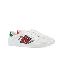 Gucci Snake Ace Embroidered Leather Sneaker