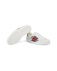 Gucci Snake Ace Embroidered Leather Sneaker