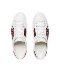 Gucci Snake Ace Embroidered Leather Sneaker