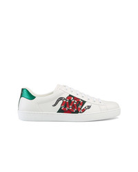Gucci Snake Ace Embroidered Leather Sneaker