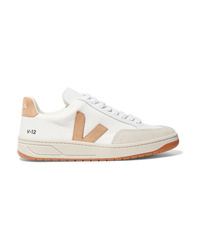 Veja V 12 Mesh Leather And Nubuck Sneakers