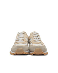 Spalwart White And Beige Marathon Trial Low Wbhs Sneakers