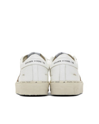 Golden Goose White And Gold Hi Star Sneakers