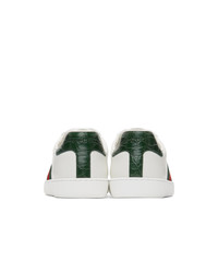 Gucci White And Green Ace Sneakers