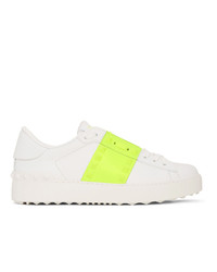 Valentino White And Green Garavani Untitled Open Sneakers
