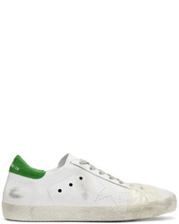 Golden Goose White And Green Tape Superstar Sneakers