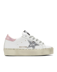 Golden Goose White And Grey Hi Star Sneakers