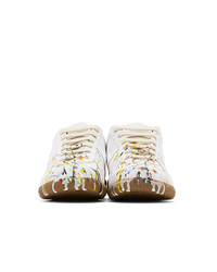 Maison Margiela White And Grey Paint Drop Replica Sneakers