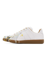 Maison Margiela White And Grey Paint Drop Replica Sneakers