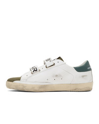 Golden Goose White And Khaki Old School Sneakers