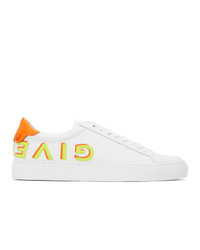 Givenchy White And Orange Reverse Logo Urban Knots Sneakers