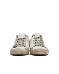 Golden Goose White And Pink Cracked Sneakers