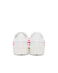 Valentino White And Pink Garavani Untitled Open Sneakers