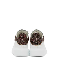 Alexander McQueen White And Pink Glitter Oversized Sneakers
