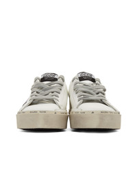 Golden Goose White And Purple Hi Star Sneakers