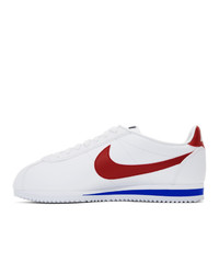 Nike White And Red Classic Cortez Sneakers