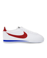 Nike White And Red Classic Cortez Sneakers