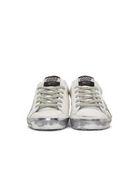 Golden Goose White And Silver Sneakers