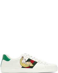 Gucci White Bananya Ace Sneakers