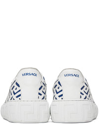 Versace White Blue Greca Sneakers