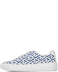 Versace White Blue Greca Sneakers