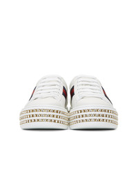 Gucci White Crystal New Ace Sneakers