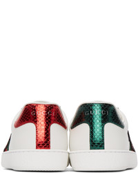 Gucci White Embroidered Ace Sneakers
