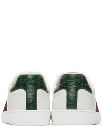 Gucci White Green Ace Sneakers