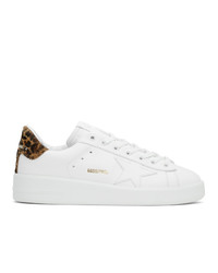 Golden Goose White Leopard Pure Star Sneakers